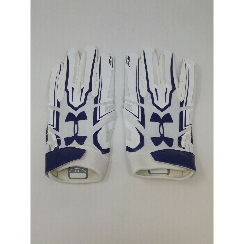 New Under Armour Men's White/White/Purple WR Football Gloves - Size 2XLarge